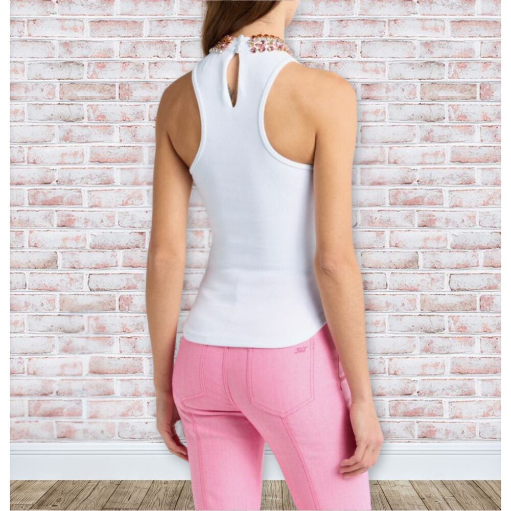 NWT Cinq à Sept Lizzie Rhinestone Necklace Tank Top Vest S - Picture 3 of 6